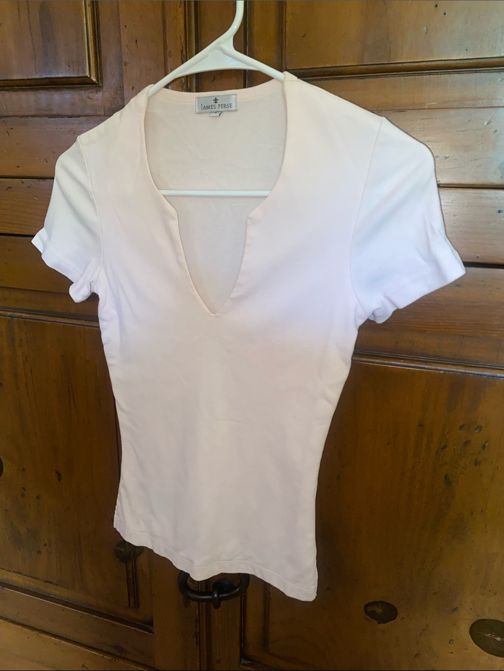 Vintage James Perse Deep V-Neck Tee Shirt-Pale Pink-Size 2 - Picture 6 of 6